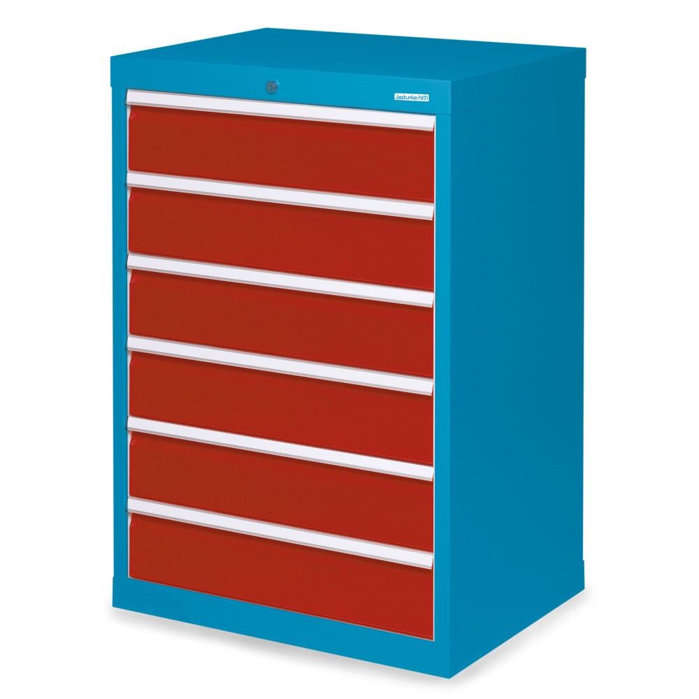 Imagen del producto: Armario con cajones Bedrunka+Hirth Profi, cajones 6x150 mm, H x A x F 1.019 x 680 x 500 mm, azul luminoso, rojo rubí
