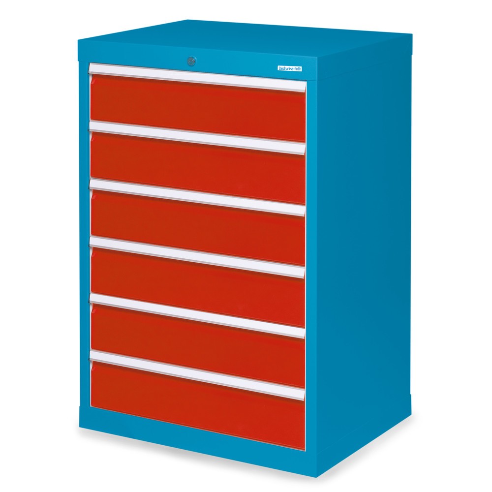 Imagen del producto: Armario con cajones Bedrunka+Hirth Profi, cajones 6x150 mm, H x A x F 1.019 x 680 x 500 mm, azul luminoso, rojo tráfico