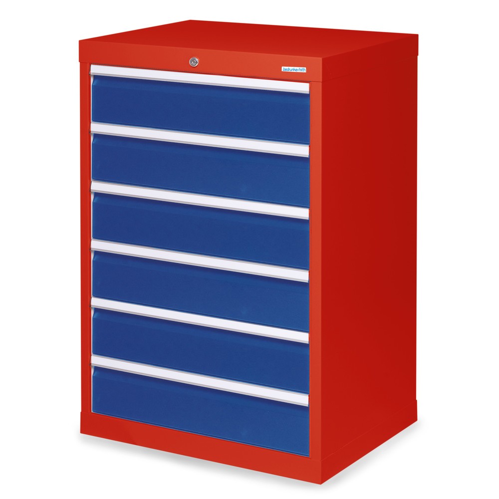 Imagen del producto: Armario con cajones Bedrunka+Hirth Profi, cajones 6x150 mm, H x A x F 1.019 x 680 x 500 mm, rojo tráfico, azul genciana