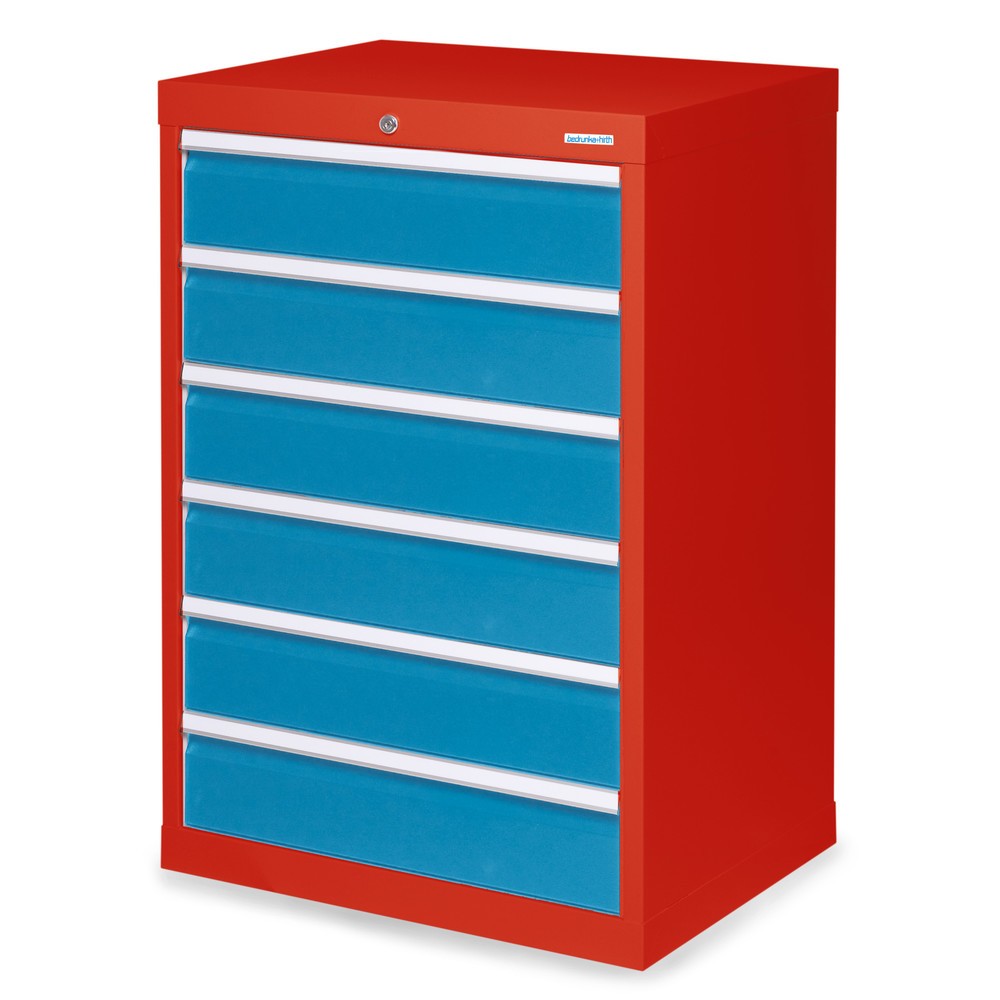 Imagen del producto: Armario con cajones Bedrunka+Hirth Profi, cajones 6x150 mm, H x A x F 1.019 x 680 x 500 mm, rojo tráfico, azul luminoso