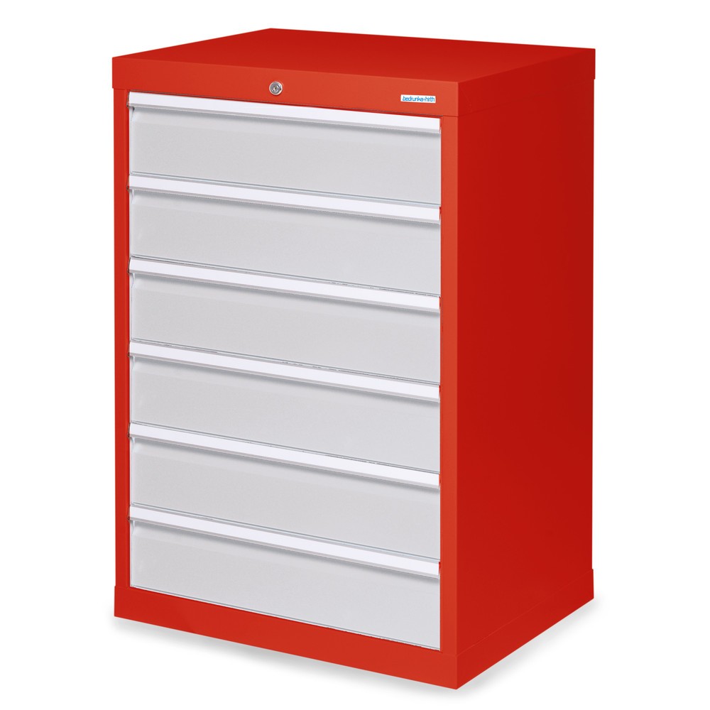 Imagen del producto: Armario con cajones Bedrunka+Hirth Profi, cajones 6x150 mm, H x A x F 1.019 x 680 x 500 mm, rojo tráfico, gris luminoso