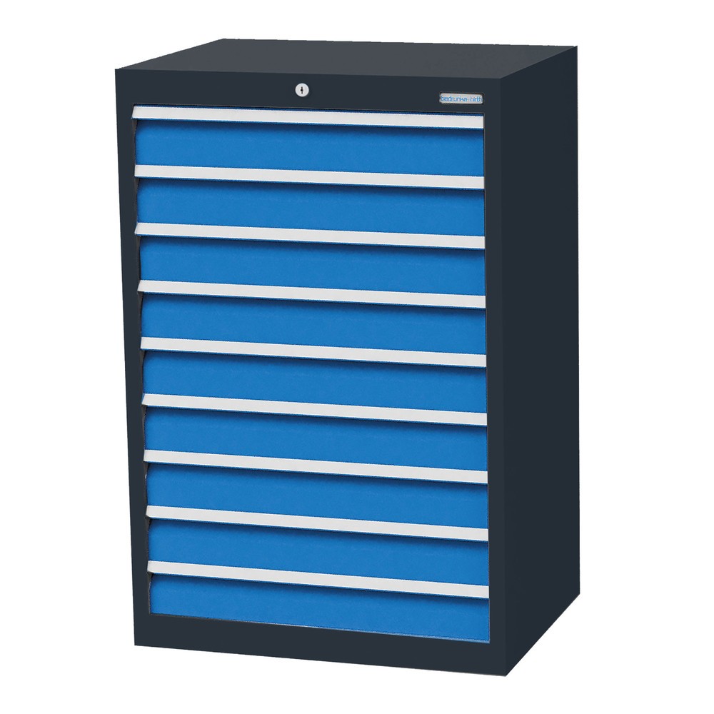 Imagen del producto: Armario con cajones Bedrunka+Hirth Profi, cajones 9x100 mm, H x A x F 1.019 x 680 x 500 mm, gris antracita, azul luminoso