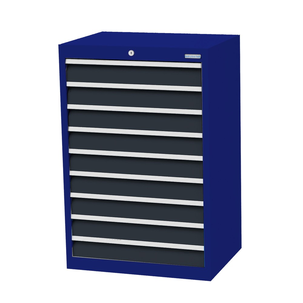 Imagen del producto: Armario con cajones Bedrunka+Hirth Profi, cajones 9x100 mm, H x A x F 1.019 x 680 x 500 mm, azul genciana, gris antracita