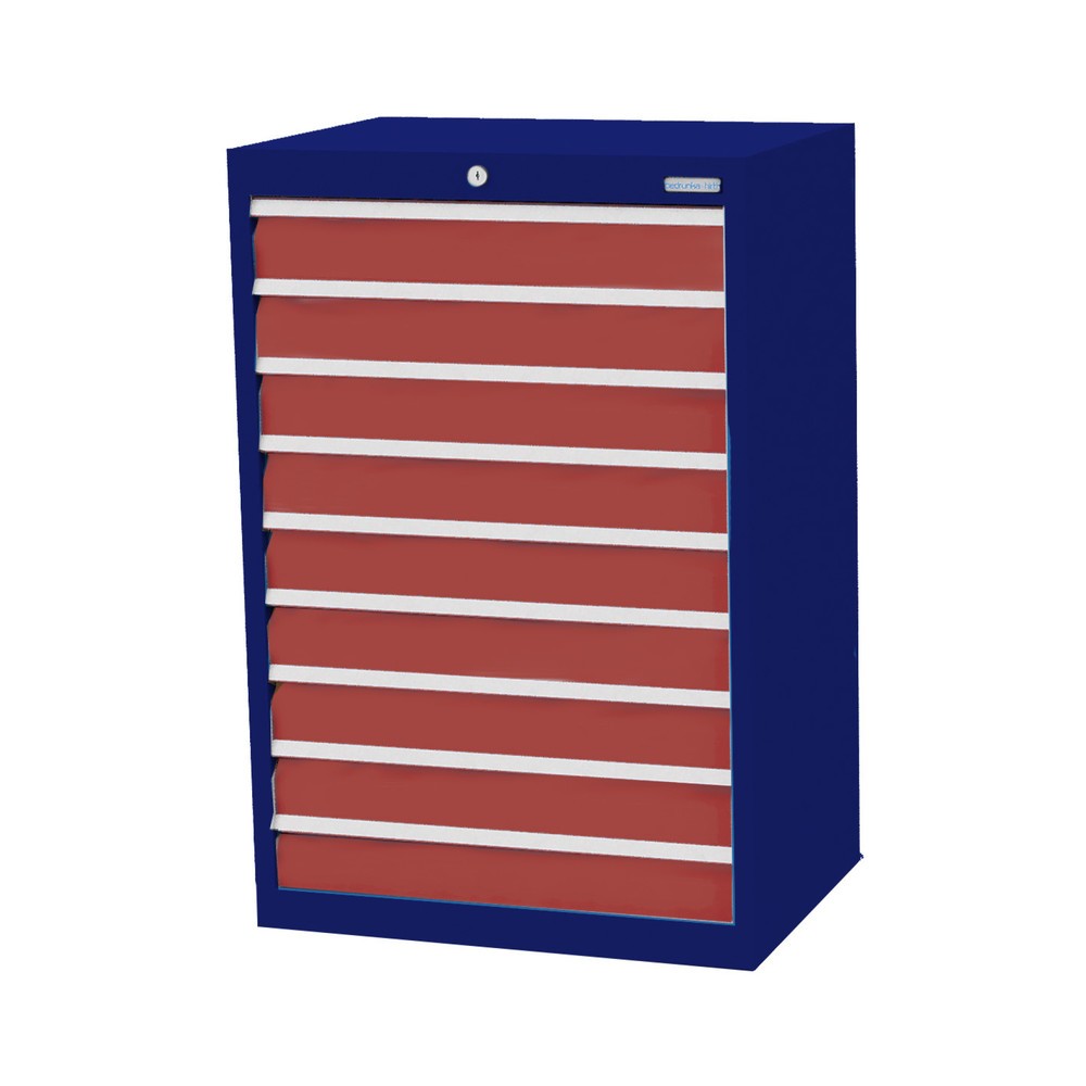 Imagen del producto: Armario con cajones Bedrunka+Hirth Profi, cajones 9x100 mm, H x A x F 1.019 x 680 x 500 mm, azul genciana, rojo rubí