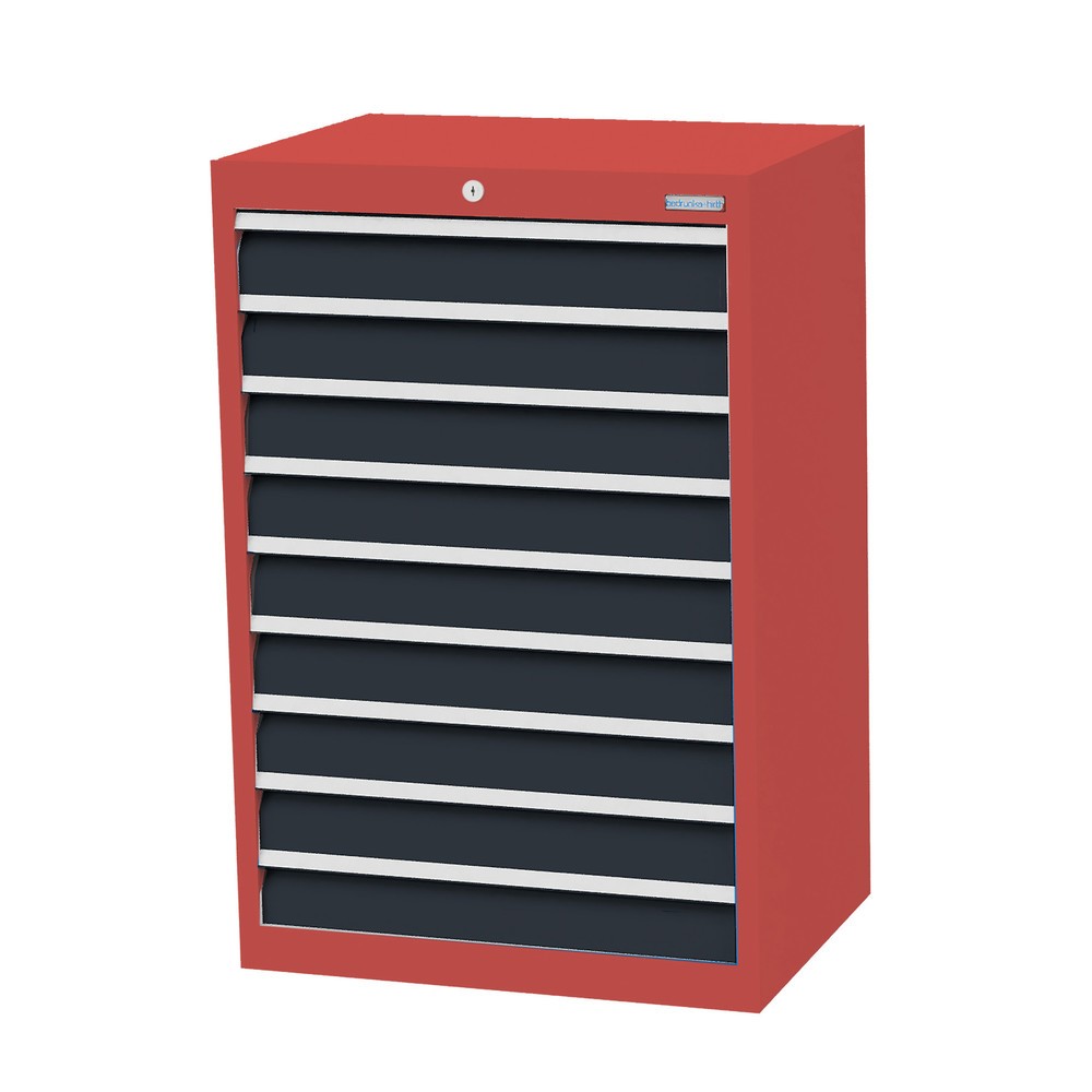 Imagen del producto: Armario con cajones Bedrunka+Hirth Profi, cajones 9x100 mm, H x A x F 1.019 x 680 x 500 mm, rojo rubí, gris antracita
