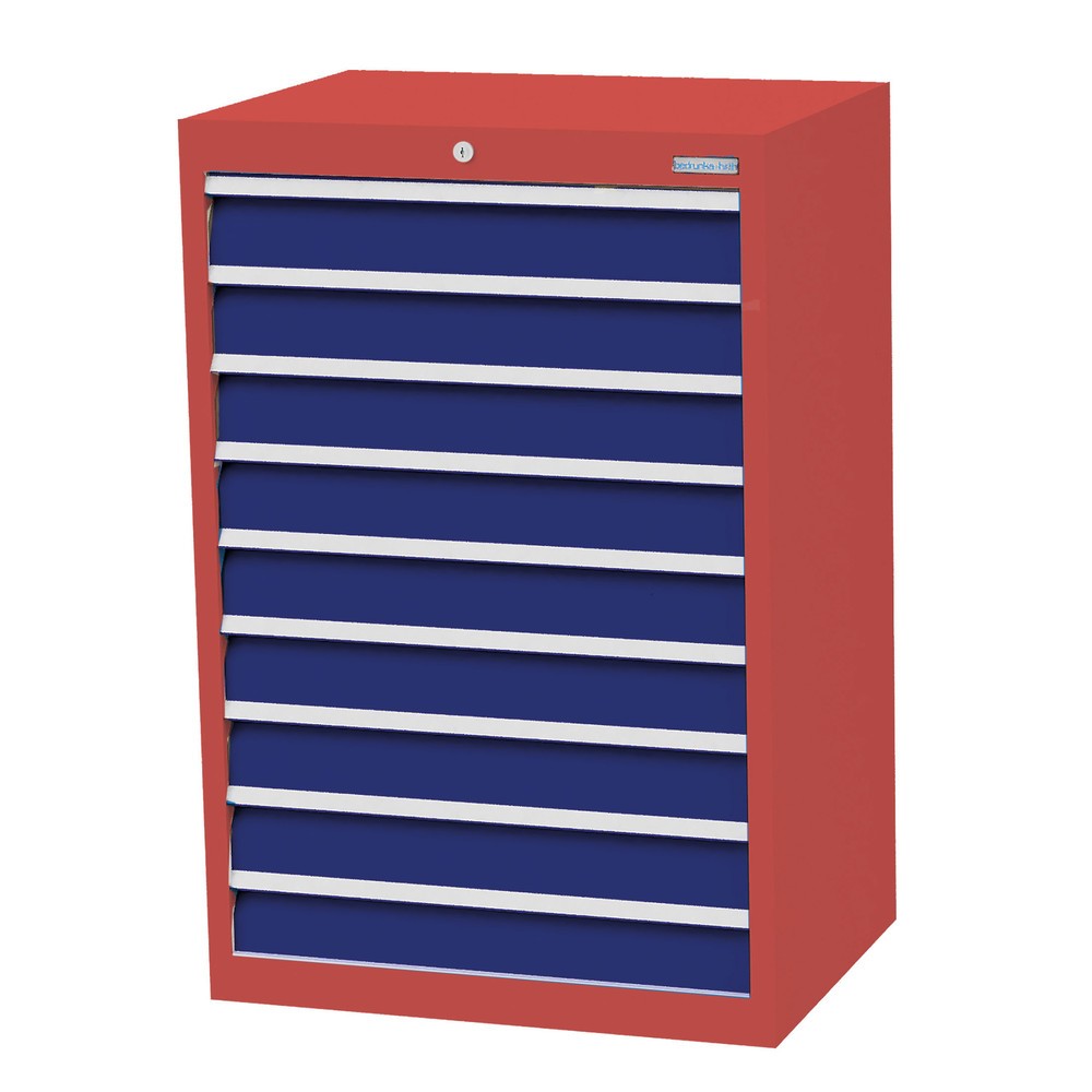 Imagen del producto: Armario con cajones Bedrunka+Hirth Profi, cajones 9x100 mm, H x A x F 1.019 x 680 x 500 mm, rojo rubí, azul genciana