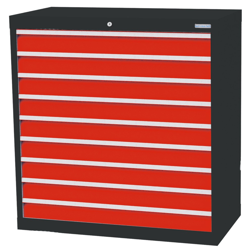 Imagen del producto: Armario con cajones Bedrunka+Hirth Profi, cajones 9x100 mm, H x A x F 1.019 x 980 x 500 mm, gris antracita, rojo tráfico
