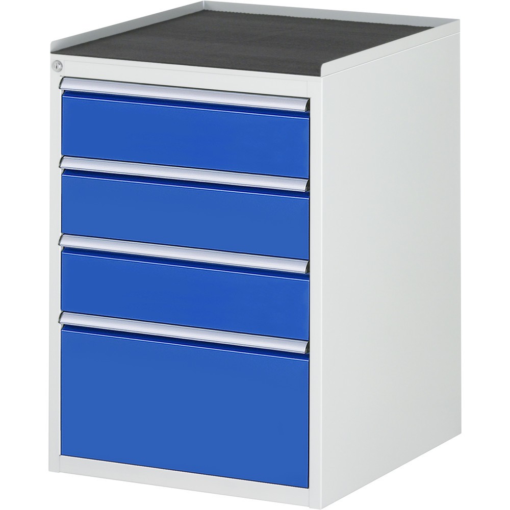 Imagen del producto: Armario con cajones RAU serie 7000, HxAxF 825 x 580 x 650 mm, 4 cajones extraíbles al 90 %, 3 x 150, 1 x 270 mm, encimera de metal