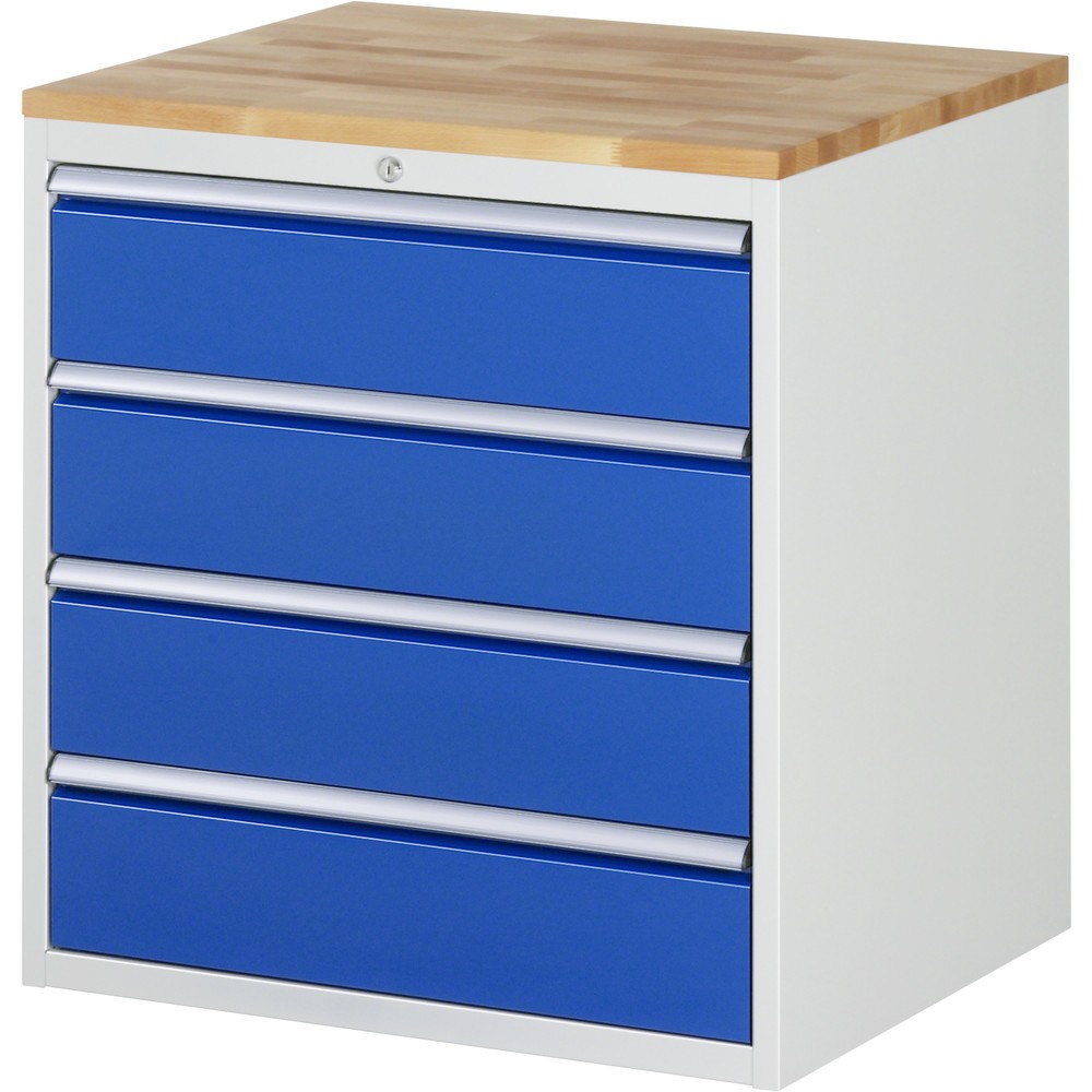 Número de imagen del producto 1: Armario con cajones RAU serie 7000, HxAxF 825 x 770 x 650 mm, 4 cajones extraíbles al 90%, 4 x 180 mm, encimera de haya