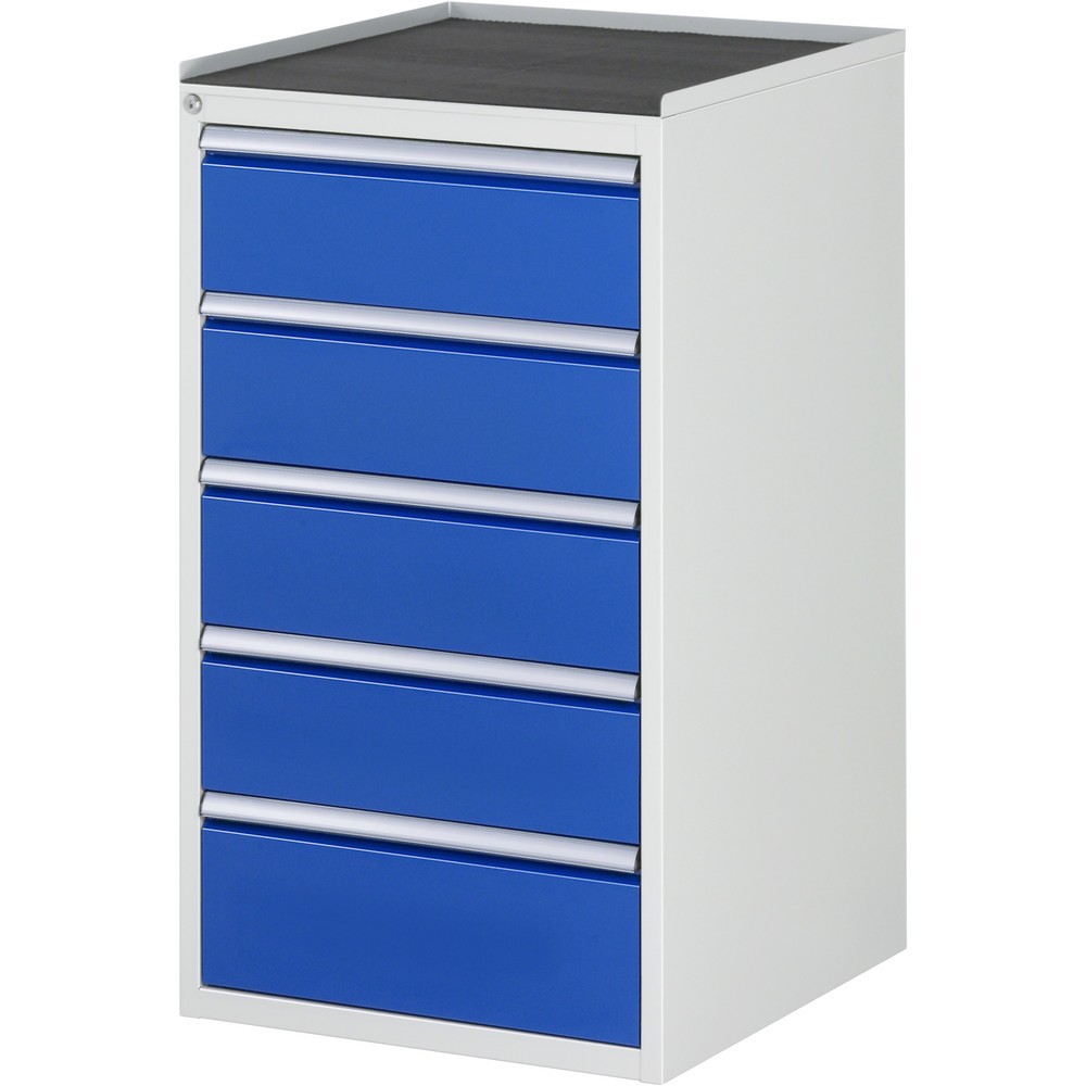 Imagen del producto: Armario con cajones RAU serie 7000, HxAxF 1.035 x 580 x 650 mm, 5 cajones extraíbles al 90%, 4 x 180 mm, 1 x 210 mm, encimera de metal