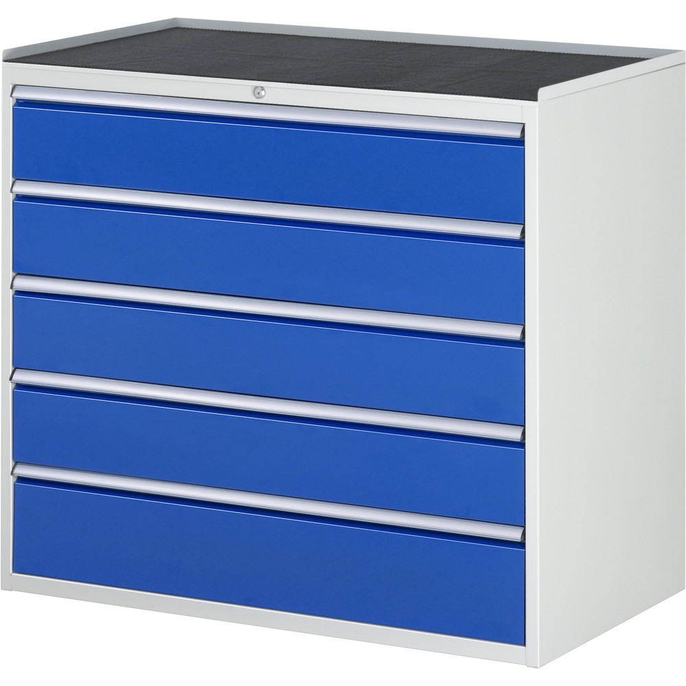 Imagen del producto: Armario con cajones RAU serie 7000, HxAxF 1.035 x 1.145 x 650 mm, 5 cajones extraíbles al 90%, 4 x 180 mm, 1 x 210 mm, encimera de metal