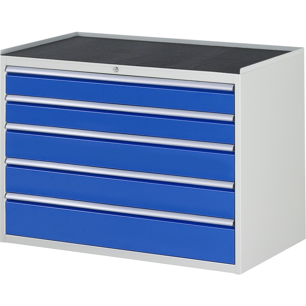 Imagen del producto: Armario con cajones RAU serie 7000, HxAxF 825 x 1.145 x 650 mm, 5 cajones extraíbles al 90%, 2 x 120 mm, 2 x 150 mm, 1 x 180 mm, encimera de metal