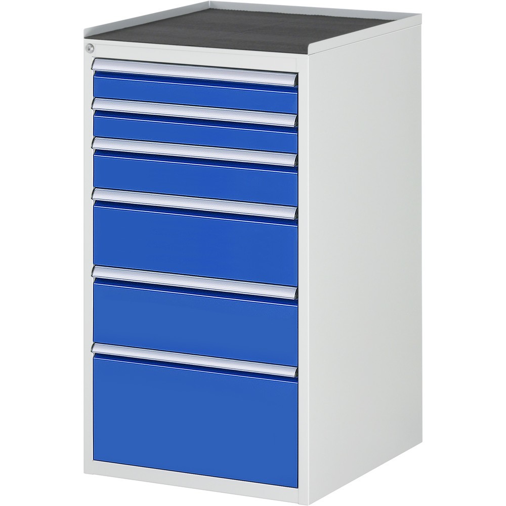 Imagen del producto: Armario con cajones RAU serie 7000, HxAxF 1.035 x 580 x 650 mm, 6 cajones extraíbles al 90 %: 2 x 90 mm, 1 x 120 mm, 2 x 180 mm y 1 x 270 mm, encimera de metal