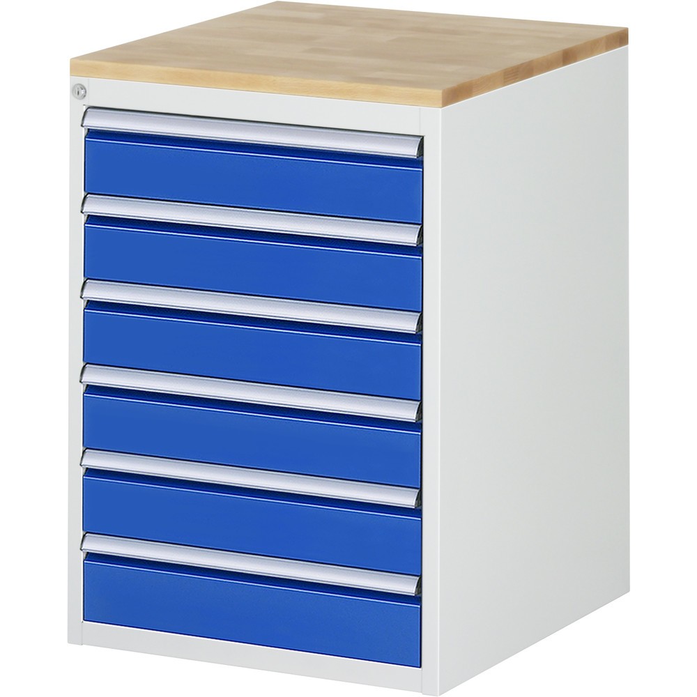 Número de imagen del producto 1: Armario con cajones RAU serie 7000, HxAxF 825 x 580 x 650 mm, 6 cajones extraíbles al 90%, 6 x 120 mm, encimera de haya