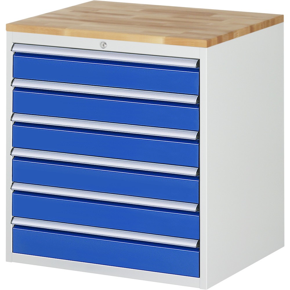 Imagen del producto: Armario con cajones RAU serie 7000, HxAxF 825 x 770 x 650 mm, 6 cajones, 6 x 120 mm, encimera de haya