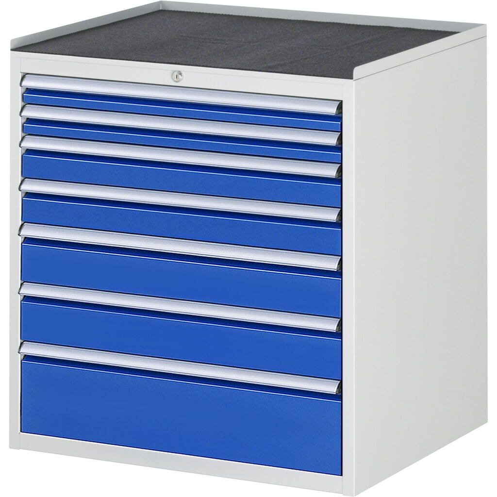 Armario con cajones RAU serie 7000, HxAxF 825 x 770 x 650 mm, 7 cajones extraíbles al 90 %, 2 x 60, 2 x 90, 2 x 120, 1 x 180 mm, encimera de metal Imagen del producto: Armario con cajones RAU serie 7000, HxAxF 825 x 770 x 650 mm, 7 cajones extraíbles al 90 %, 2 x 60, 2 x 90, 2 x 120, 1 x 180 mm, encimera de metal