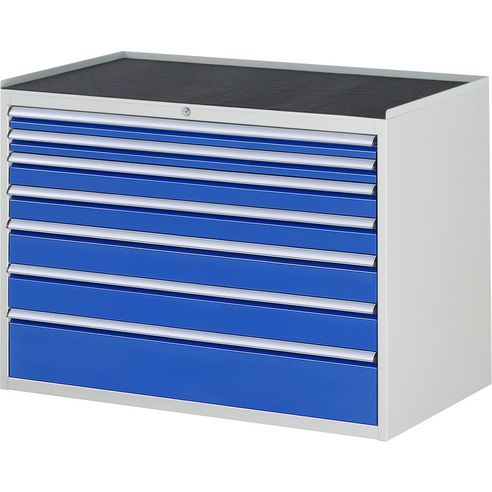 Imagen del producto: Armario con cajones RAU serie 7000, HxAxF 825 x 1.145 x 650 mm, 7 cajones extraíbles al 90 %, 2 x 60, 2 x 90, 2 x 120, 1 x 180 mm, encimera de metal