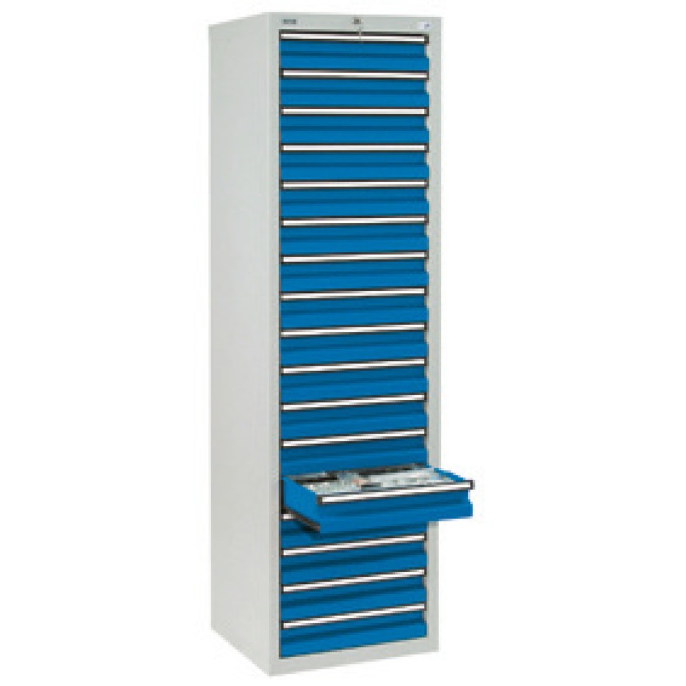 Imagen del producto: Armario con cajones stumpf®, cajones 17x100 mm, H x A x F 1.800 x 500 x 500 mm, gris claro/azul genciana