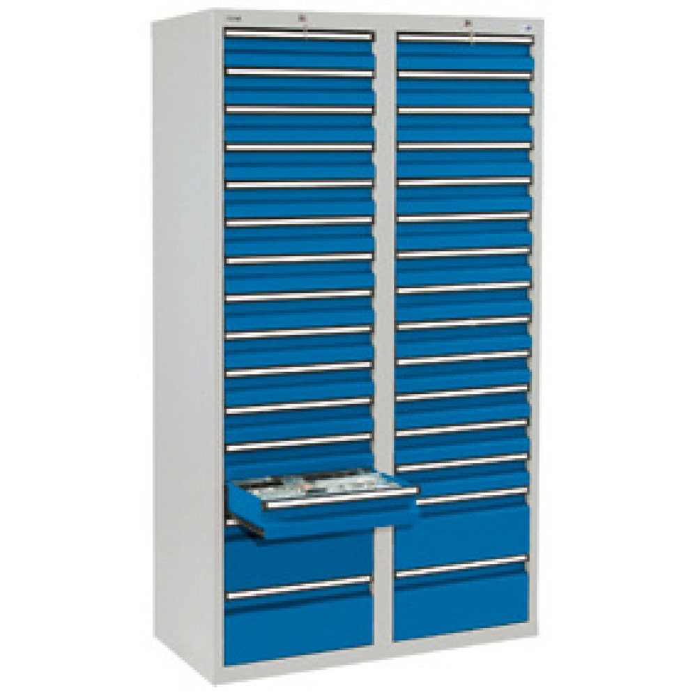 Imagen del producto: Armario con cajones stumpf®, cajones 26x100 + 4x200 mm, H x A x F 1.800 x 1.000 x 500 mm, gris claro