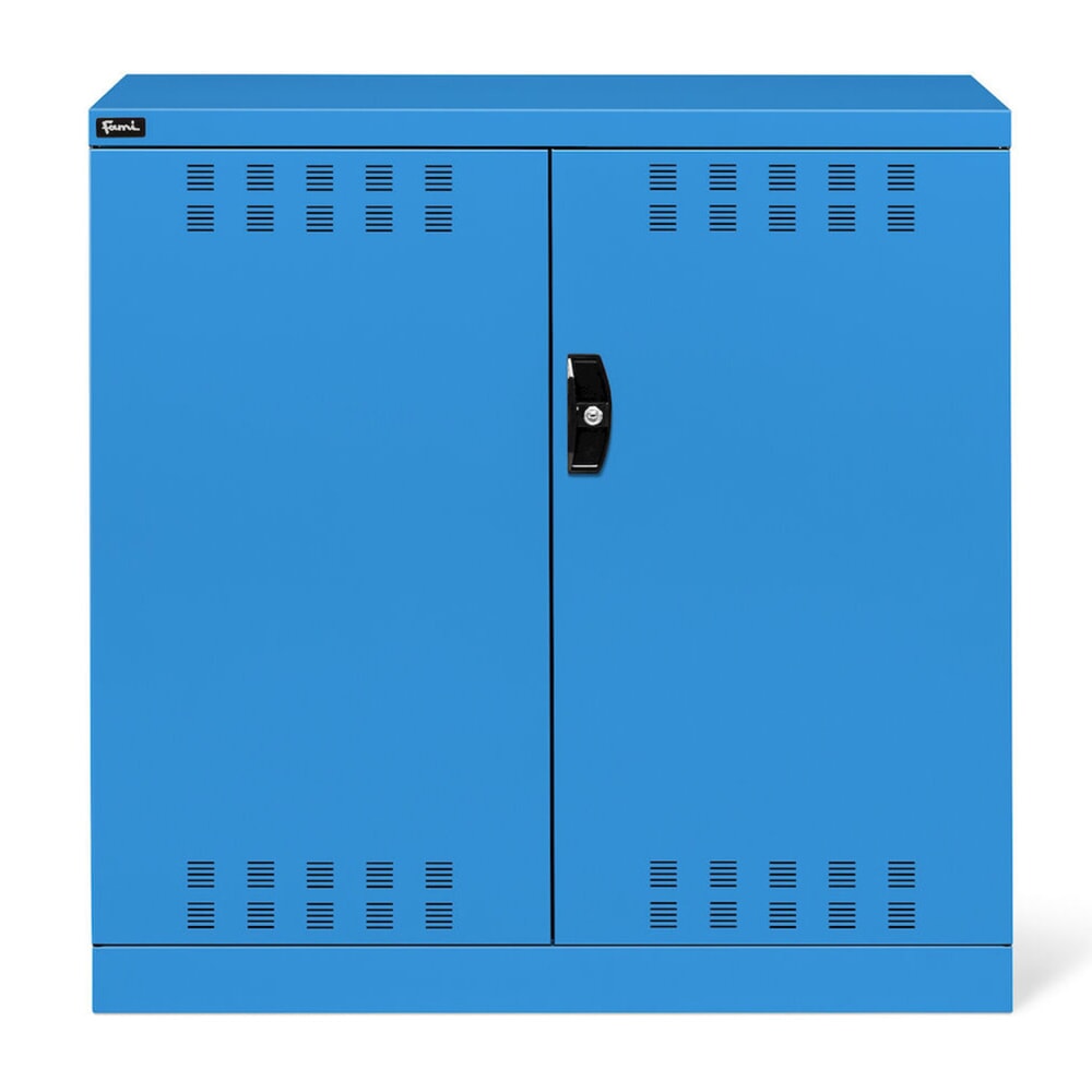 Número de imagen del producto 2: Armario Fami PERFOM con puertas batientes, 2 baldas, puertas batientes perforadas, 1.000 x 1.023 x 555 mm (alto x ancho x fondo), azul claro