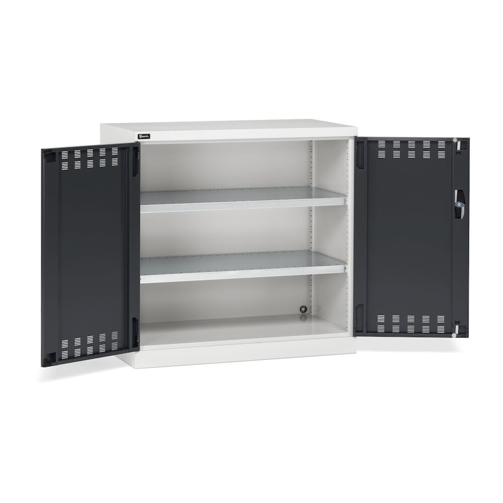 Número de imagen del producto 3: Armario con puertas batientes Fami PERFOM, 2 baldas, puertas batientes perforadas, 1.000 x 1.023 x 555 mm (alto x ancho x fondo), gris claro, antracita