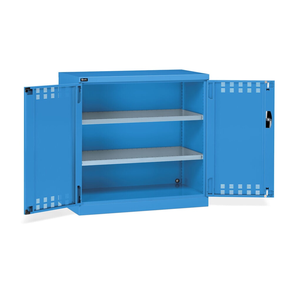 Número de imagen del producto 3: Armario Fami PERFOM con puertas batientes, 2 baldas, puertas batientes perforadas, 1.000 x 1.023 x 555 mm (alto x ancho x fondo), azul claro