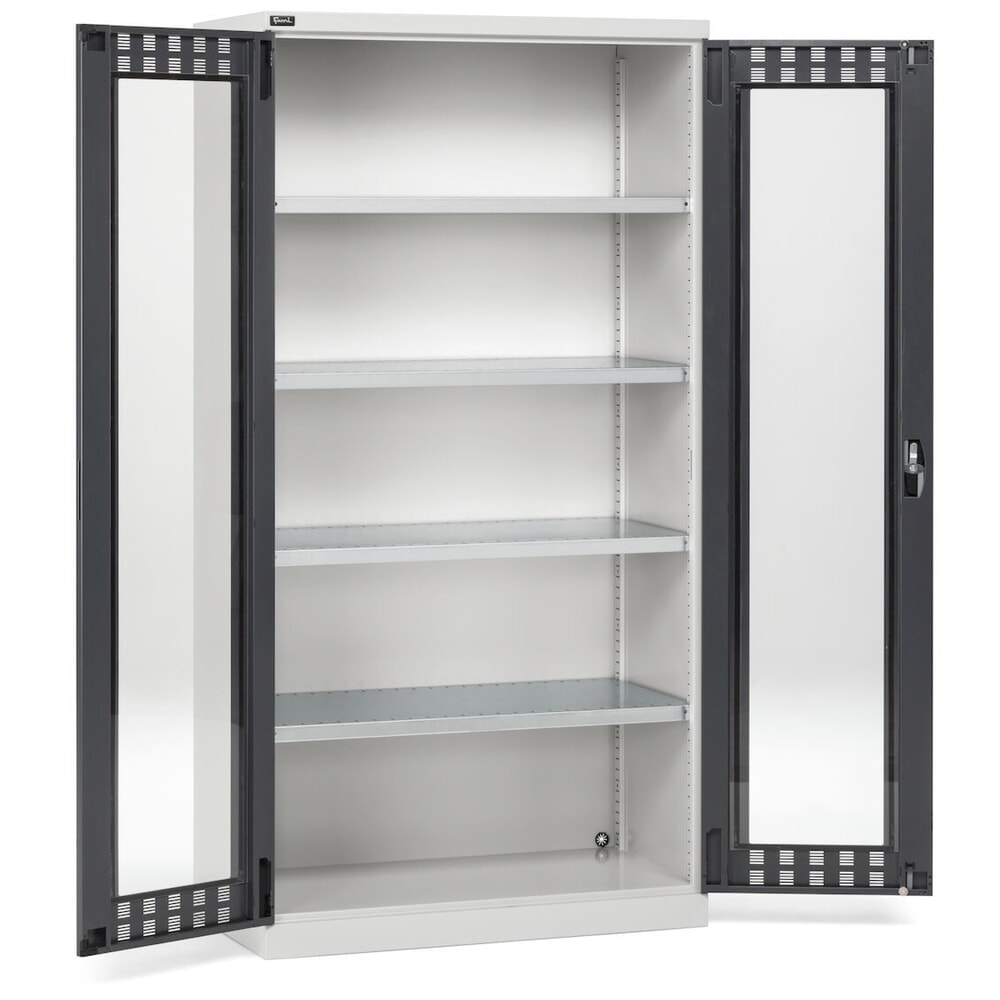 Número de imagen del producto 2: Armario Fami PERFOM de puertas batientes con 4 baldas y mirillas, 2.000 x 1.023 x 726 mm (alto x ancho x fondo), gris claro, antracita