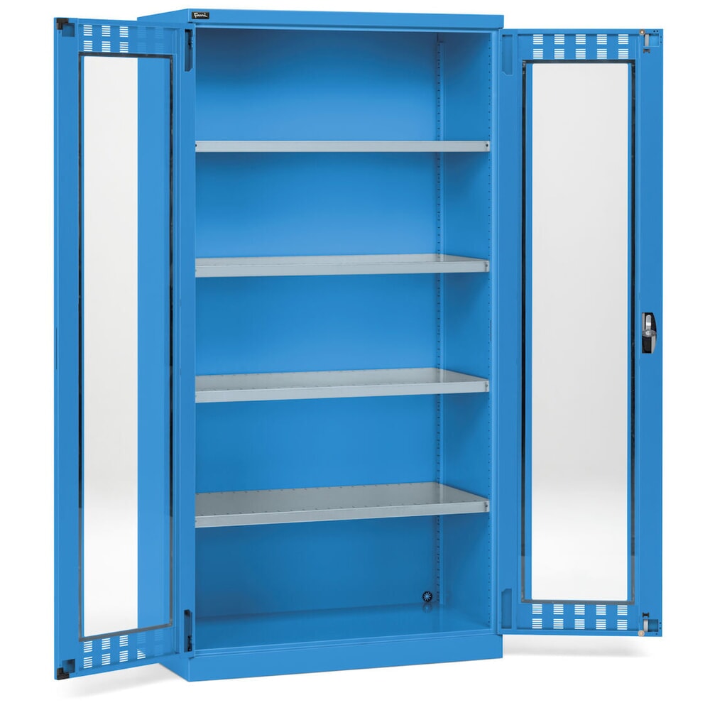 Número de imagen del producto 2: Armario Fami PERFOM de puertas batientes con 4 baldas y mirillas, 2.000 x 1.023 x 726 mm (alto x ancho x fondo), azul claro