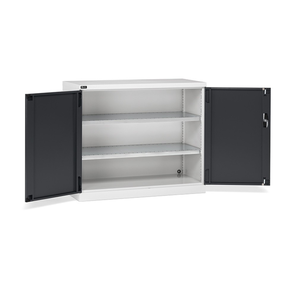 Imagen del producto: Armario Fami PERFOM con puertas batientes, 2 baldas, 1.000 x 1.193 x 555 mm (alto x ancho x fondo), gris claro, antracita