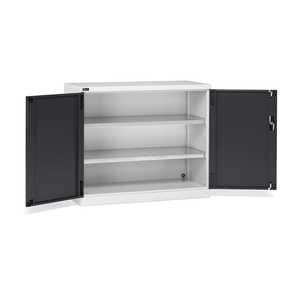 Imagen del producto: Armario Fami PERFOM con puertas batientes, 2 baldas, 1.000 x 1.193 x 555 mm (alto x ancho x fondo), gris claro, antracita