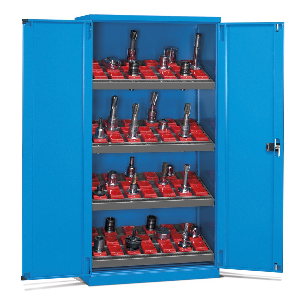 Imagen del producto: Armario de herramientas CNC Fami PERFOM, 4 baldas, 2.000 x 1.023 x 726 mm (alto x ancho x fondo), 50 complementos para herramientas ISO 50, azul claro
