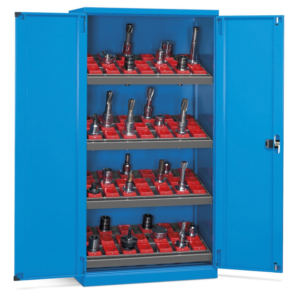 Número de imagen del producto 2: Armario de herramientas CNC Fami PERFOM, 4 baldas, 2.000 x 1.023 x 726 mm (alto x ancho x fondo), 50 complementos para herramientas ISO 50, azul claro