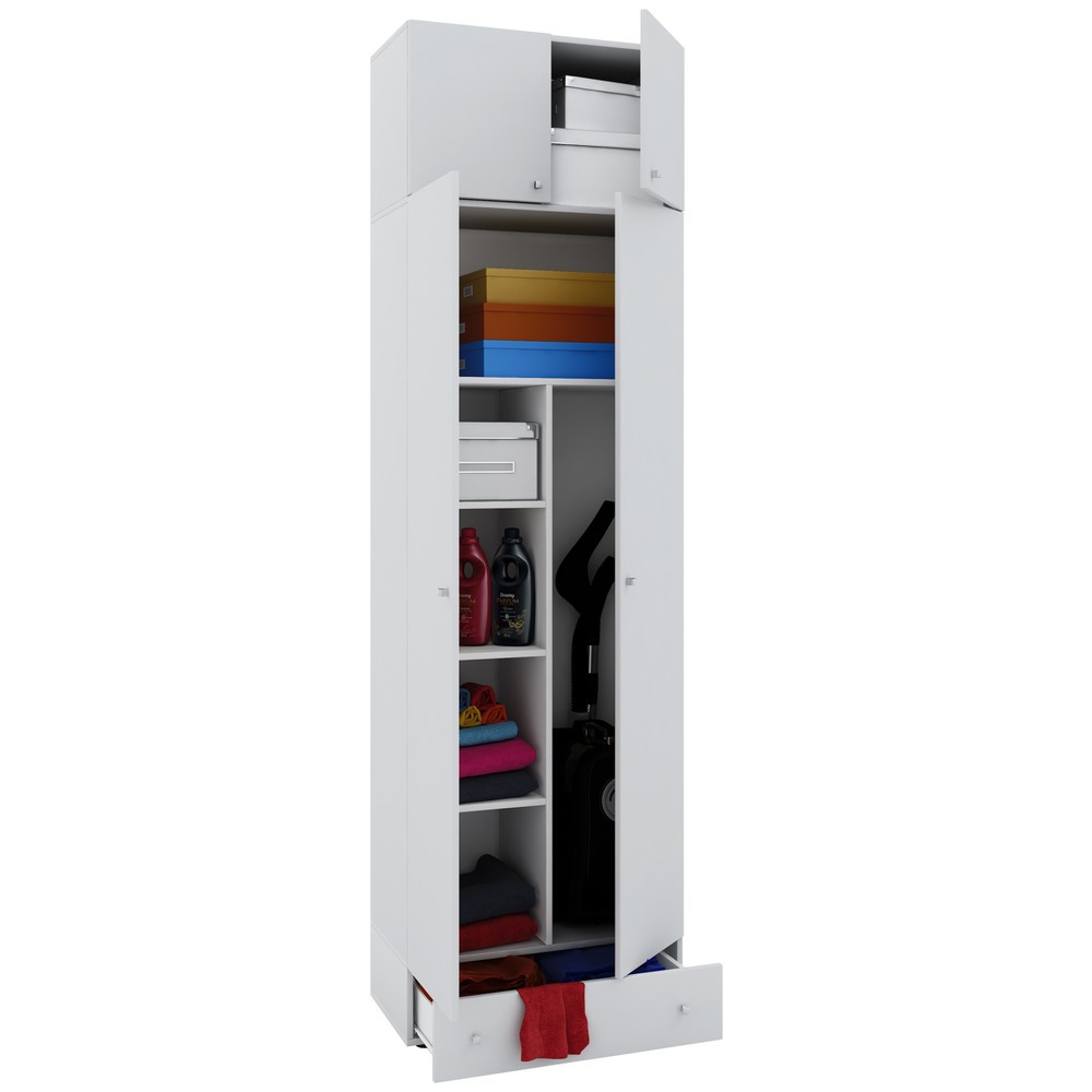 Imagen del producto: Armario de limpieza Vandol II con puertas, tapa y módulo con cajones, blanco