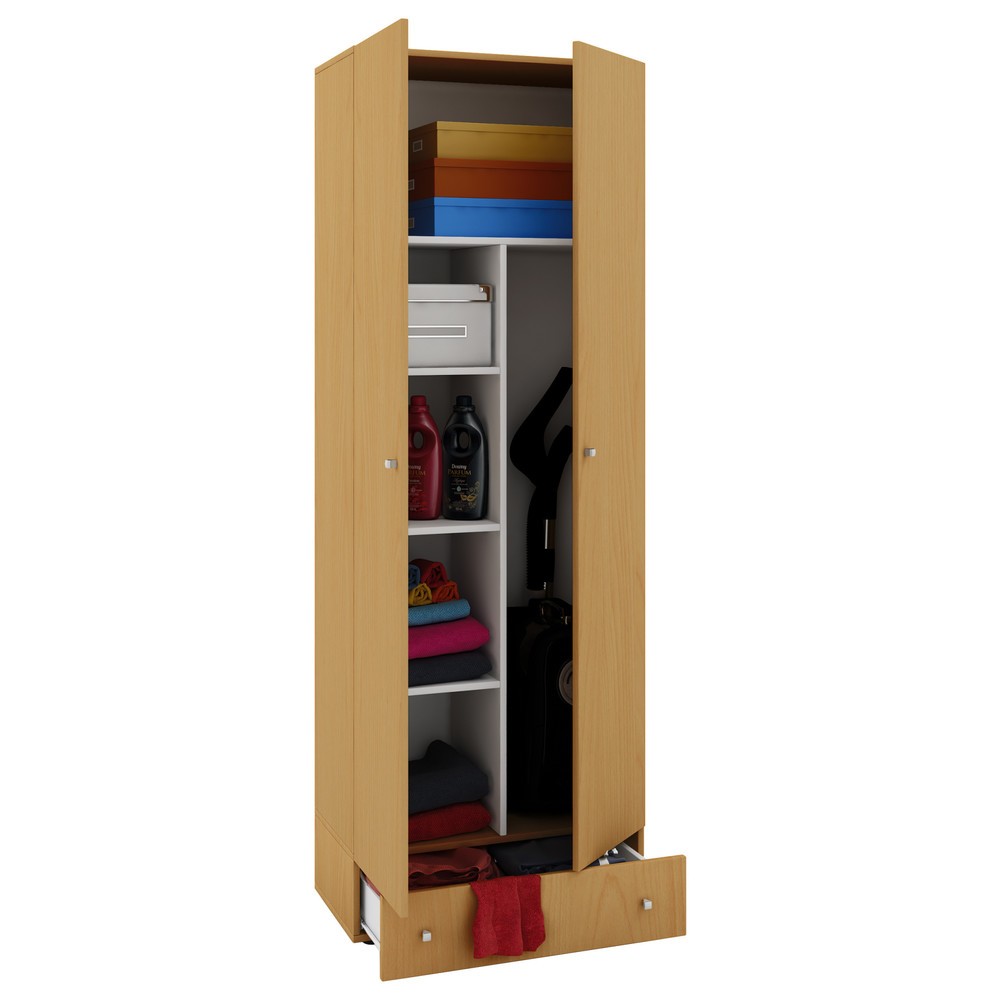 Imagen del producto: Vandol II - Armario de limpieza con puertas y cajón, madera de haya