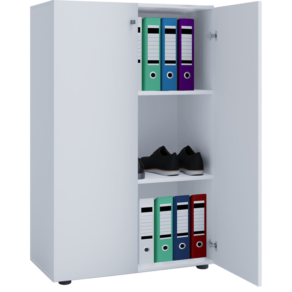 Imagen del producto: Lona - Armario de oficina (3 compartimentos, alto H x An x F, 1,050 x 700 x 400 mm), color blanco