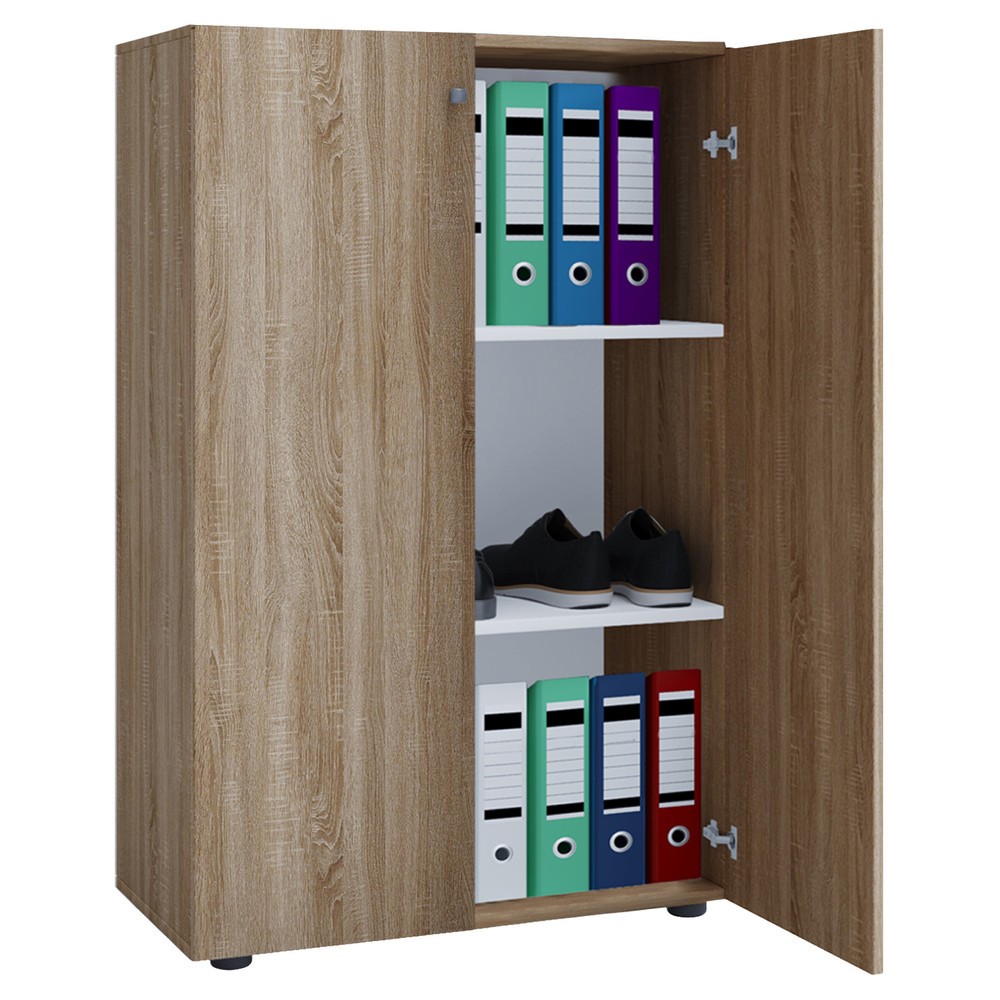 Imagen del producto: Lona - Armario de oficina (3 compartimentos, 1,050 x 700 x 400 mm), color roble