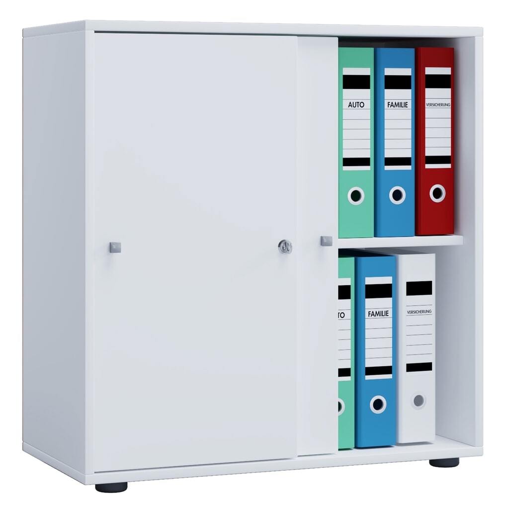 Lona - Armario de oficina con puertas correderas, 2 compartimentos, 740 x 700 x 400 mm, color blanco Imagen del producto: Lona - Armario de oficina con puertas correderas, 2 compartimentos, 740 x 700 x 400 mm, color blanco