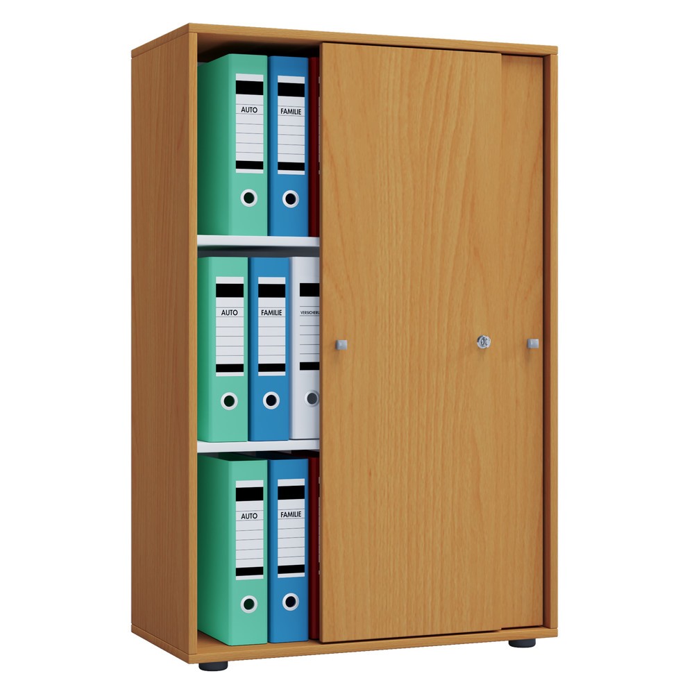 Imagen del producto: Lona Armario de oficina con puertas correderas, 3 compartimentos, alto H x An x F 1,110 x 700 x 400 mm, haya