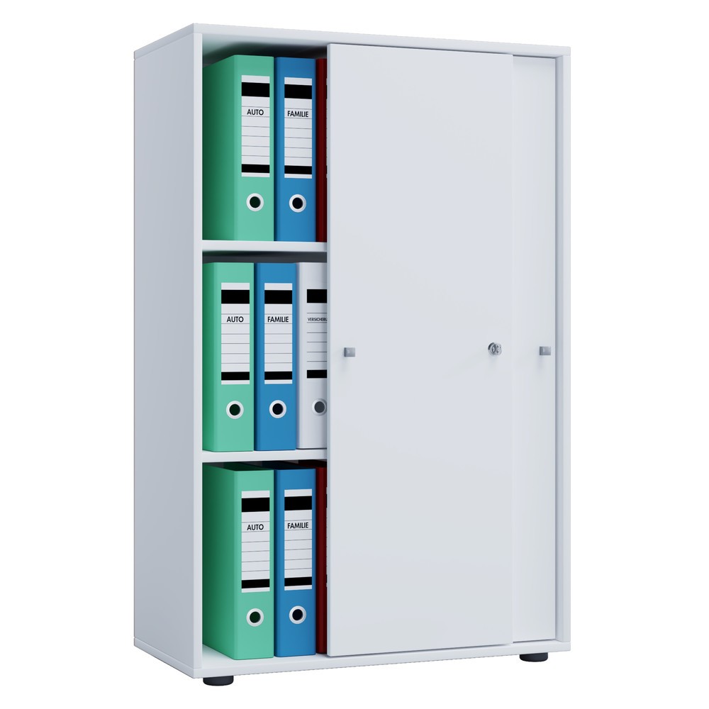 Número de imagen del producto 1: Lona - Armario de oficina con puertas correderas, 3 compartimentos, alto H x An x F 1,1110 x 700 x 400 mm, color blanco
