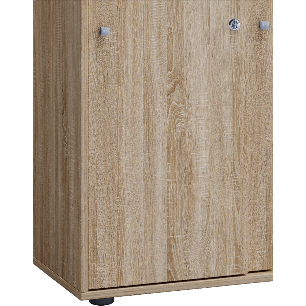 Número de imagen del producto 2: Lona - Armario de oficina con puertas correderas, 5 compartimentos, 1,780 x 700 x 400 mm, roble sonoma