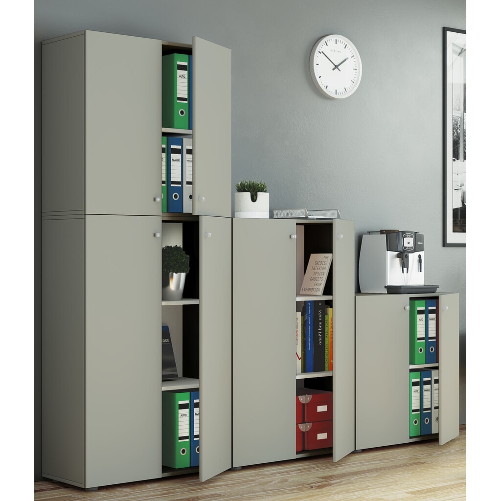 Número de imagen del producto 4: Armario de oficina VCM Lona L con puertas batientes, gris