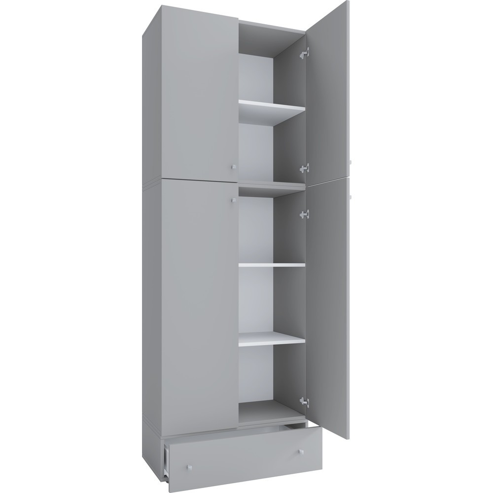 Imagen del producto: Armario de oficina Lona XXL con puertas batientes, con cajón, gris