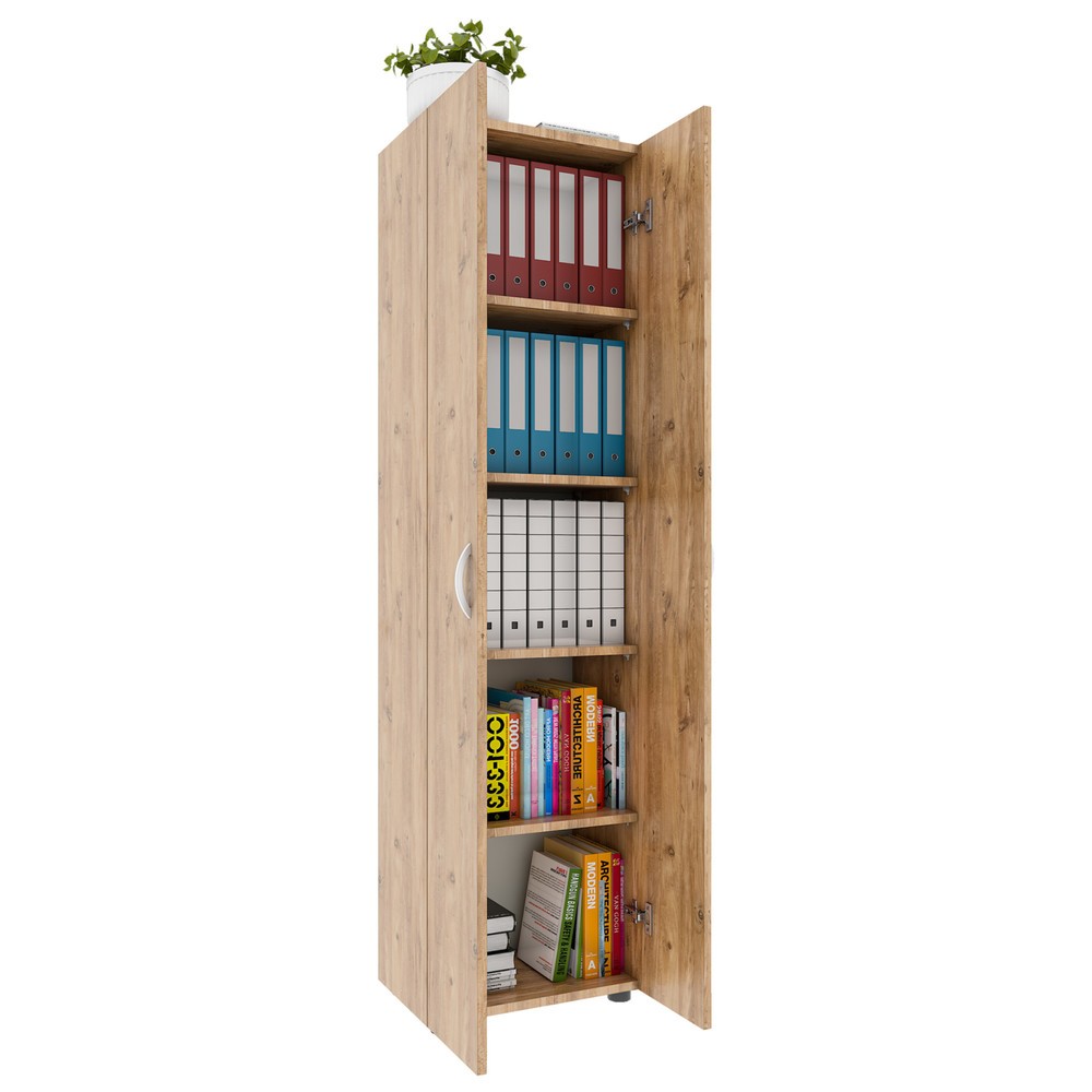 Imagen del producto: Armario de oficina Ulas-XL de 5 compartimentos, roble miel