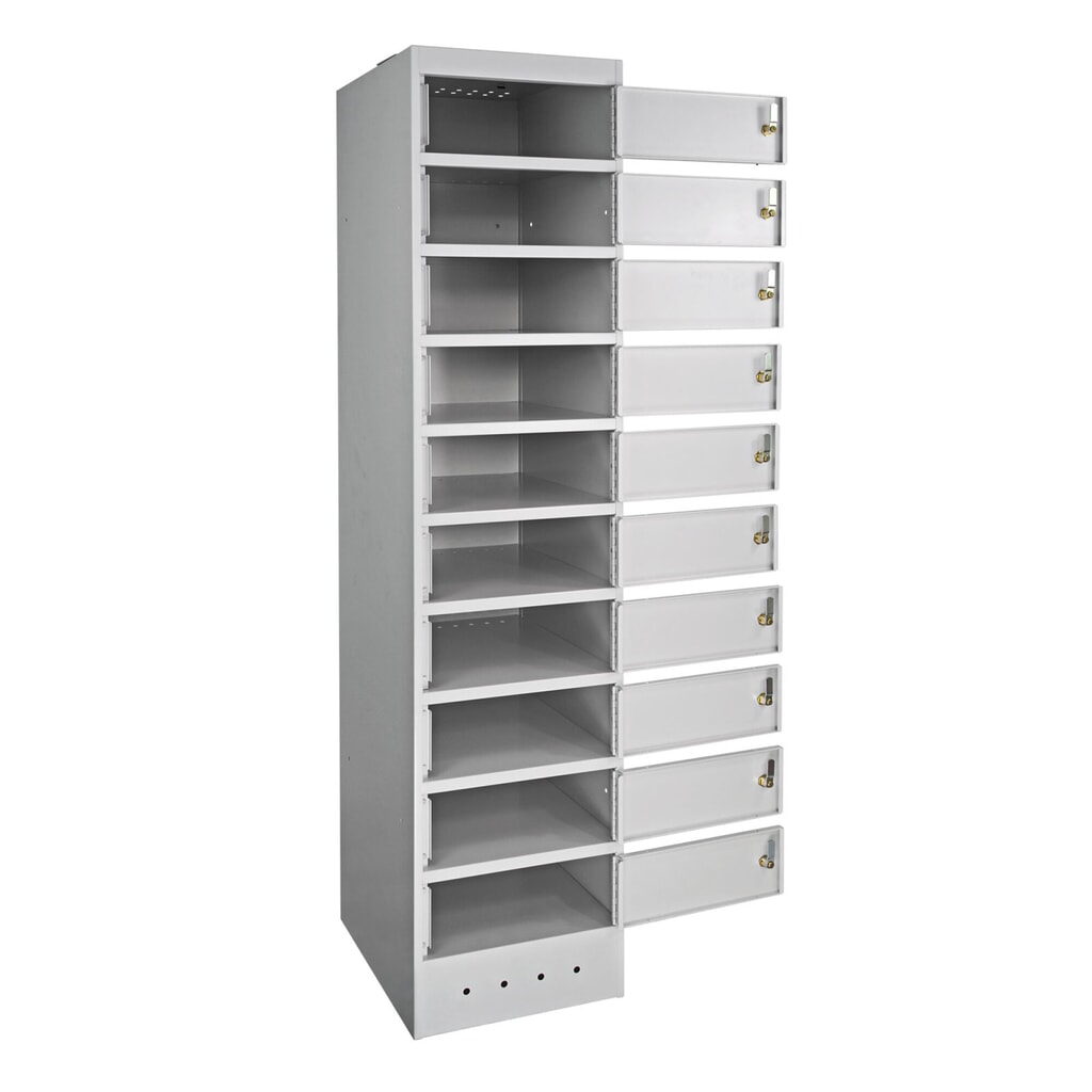 Armario de taquillas para ordenadores portátiles, HxAxF 1.800 x 400 x 500 mm, 10 compartimentos, con alimentación de corriente Número de imagen del producto 2: Armario de taquillas para ordenadores portátiles, HxAxF 1.800 x 400 x 500 mm, 10 compartimentos, con alimentación de corriente