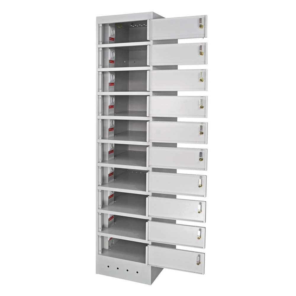 Número de imagen del producto 3: Armario de taquillas para ordenadores portátiles, HxAxF 1.800 x 400 x 500 mm, 10 compartimentos, con alimentación de corriente