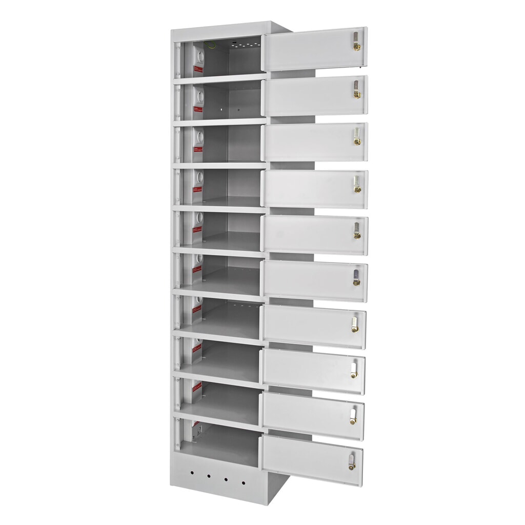 Número de imagen del producto 3: Armario de taquillas para ordenadores portátiles, HxAxF 1.800 x 400 x 500 mm, 10 compartimentos, con alimentación de corriente