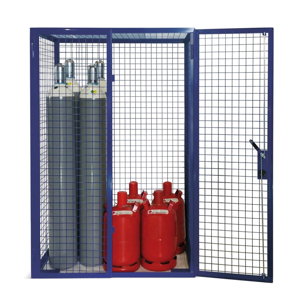 Imagen del producto: Armario enrejado para bombonas de gas, puerta doble de dos hojas, pie de zócalo, Al x An x P: 1.970 x 1.250 x 800 mm