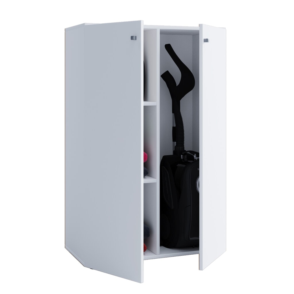 Armario escobero VCM Lona Mini con puertas, blanco Número de imagen del producto 1: Armario escobero VCM Lona Mini con puertas, blanco