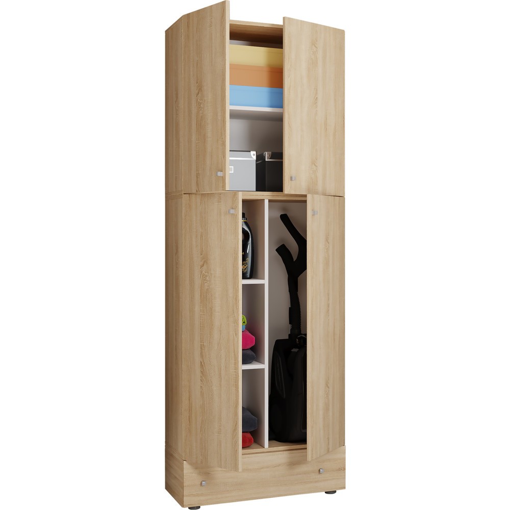 Imagen del producto: Armario escobero Lona XXL con puertas batientes, con cajón, roble Sonoma