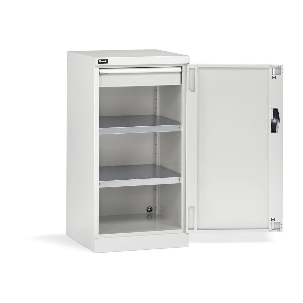 Número de imagen del producto 3: Armario Fami PERFOM con puertas batientes, 1 cajón, 1.000 x 512 x 555 mm (alto x ancho x fondo), gris claro